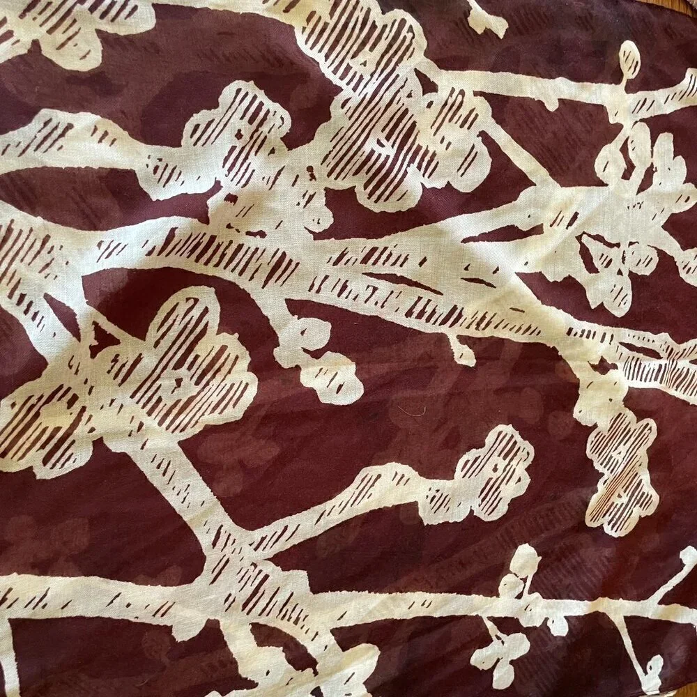 Batik Cherry Blossom Scarf Brown Cream